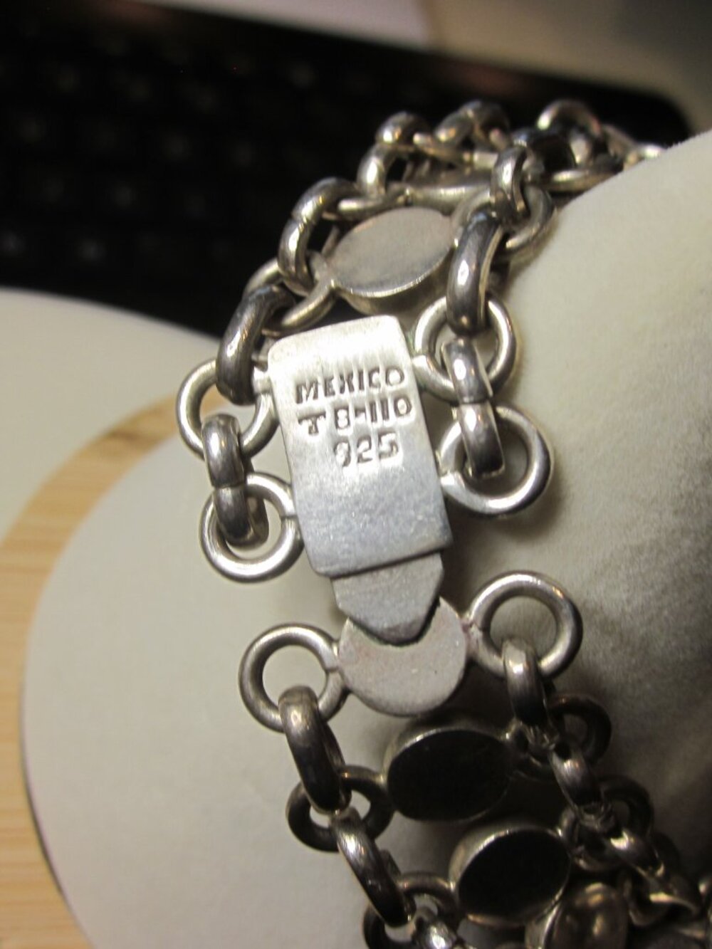 7"  Chunky Sterling Silver link bracelet. 925 Mexico. - Picture 2 of 2